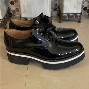 Women’s Black Patent Platform Oxfords - Designer Style